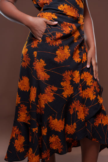 Valentina Midi Wrap Dress Marigold Bloom