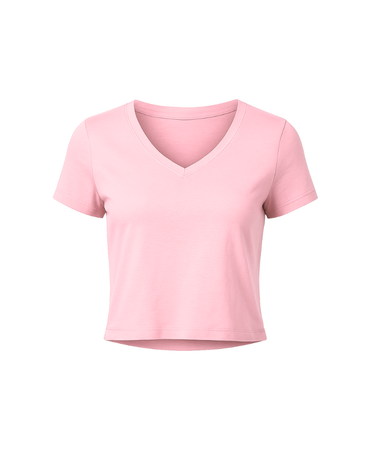 Cap Sleeve V-Neck Crop Tee in Rose Pink