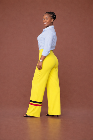 Fluid Two-Tone Pants In Neon Green