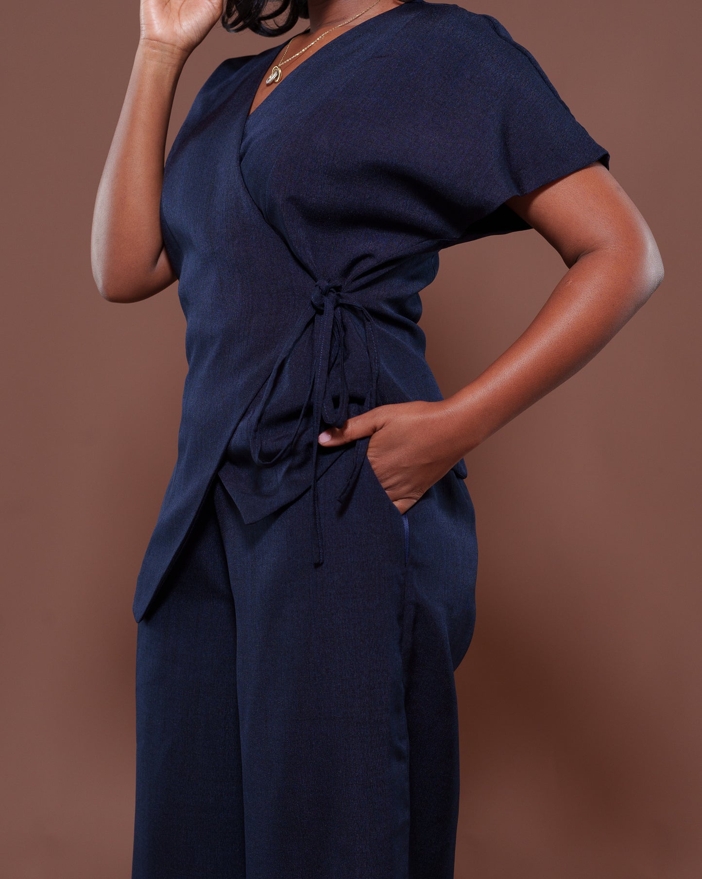 Camilla Wrap Top in Navy
