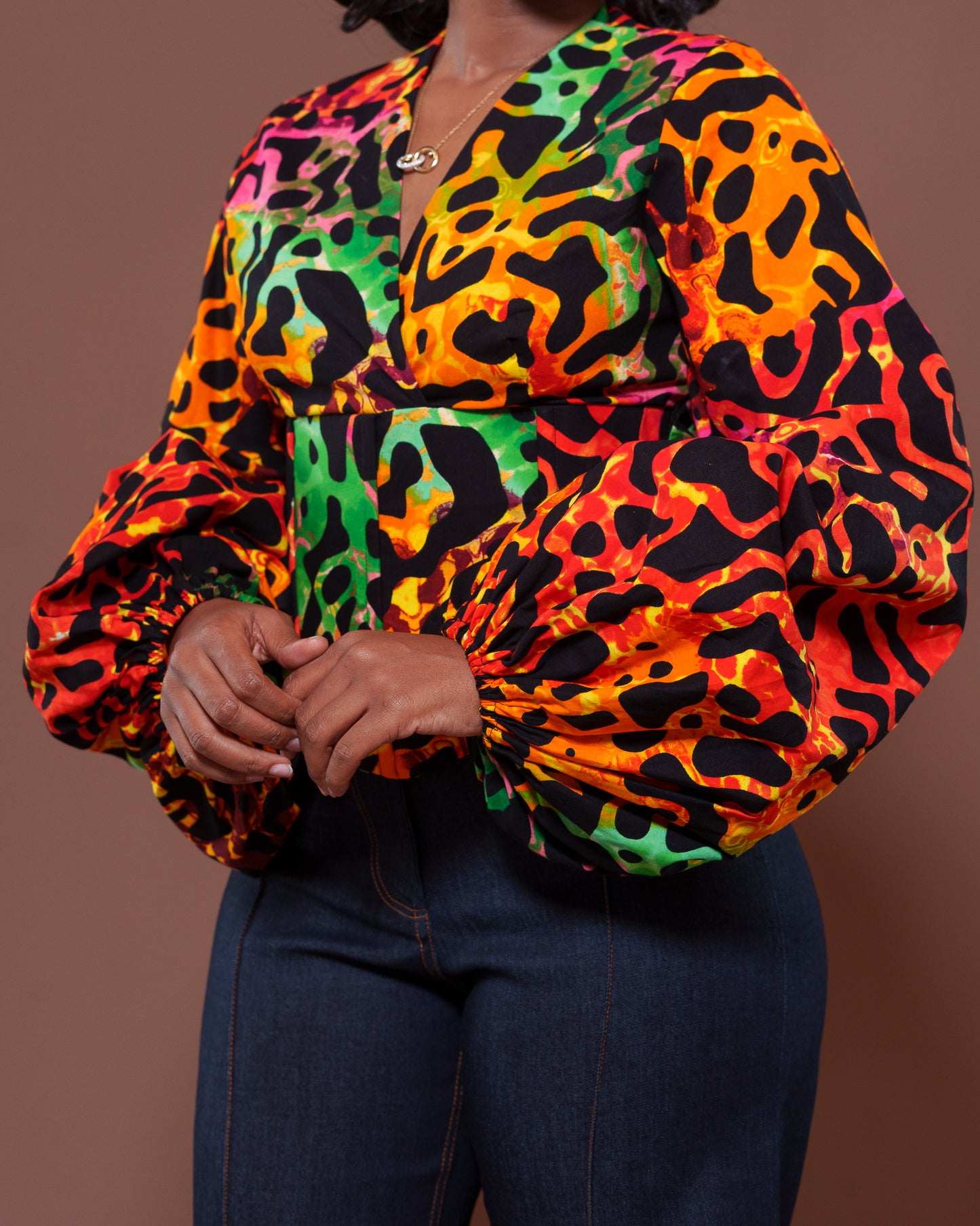 Adire Corset Top In Liquid Camo