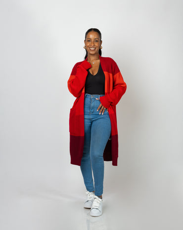 Scarlet Monochrome Midi Cardigan