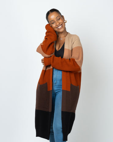 Choco Monochrome Midi Cardigan