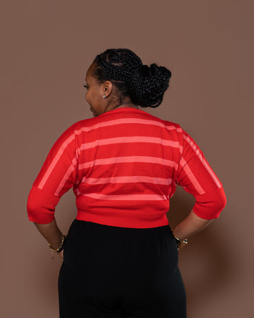 Riviera Stripe Knit Top in Red