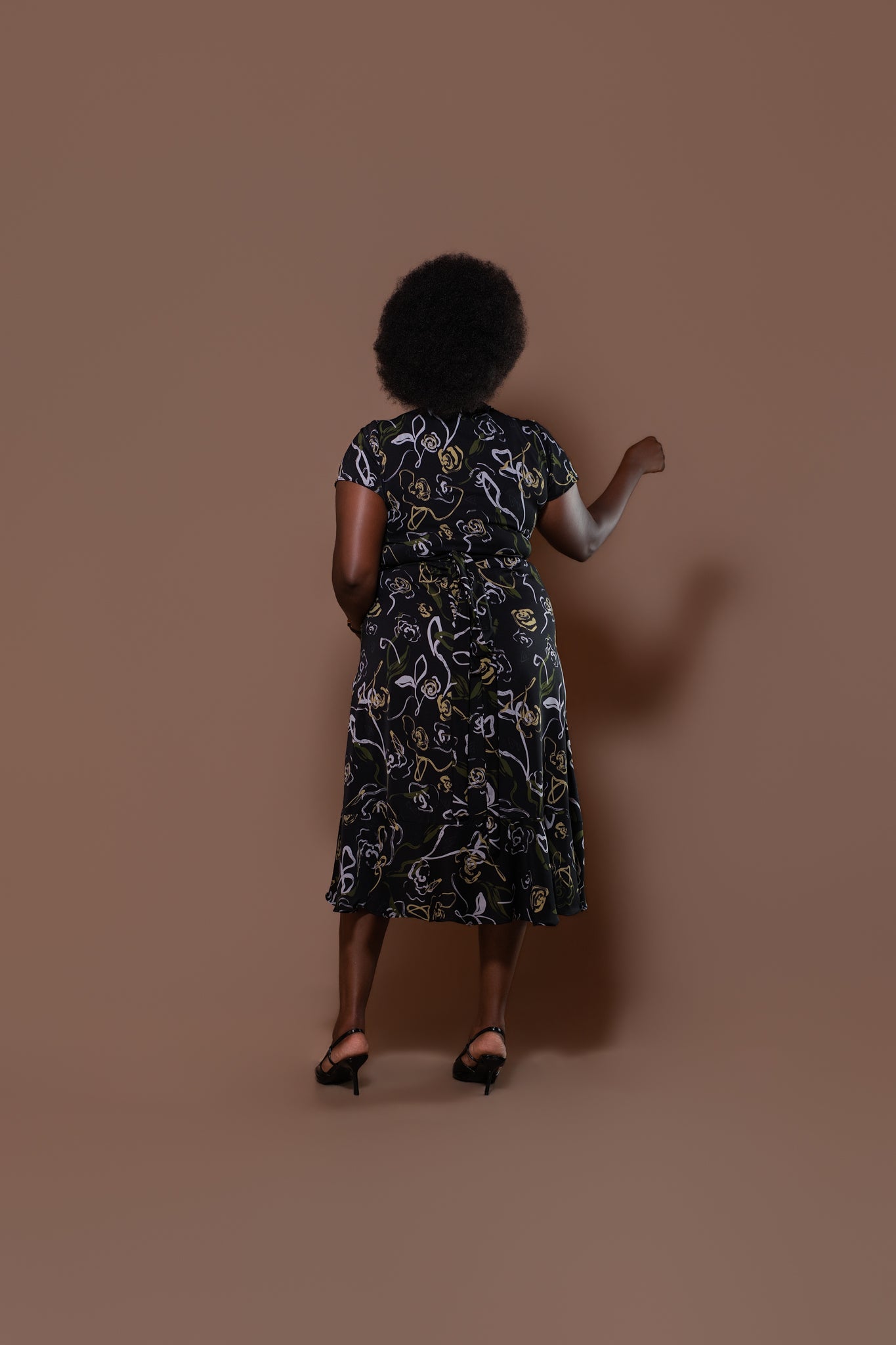 Olive Bloom Midi Wrap Dress