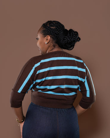 Riviera Stripe Knit Top in Brown