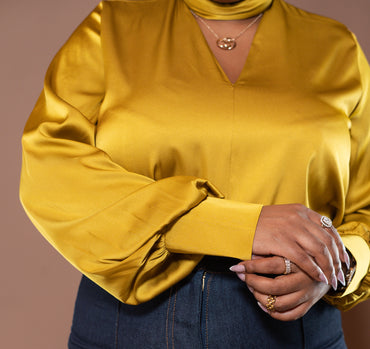Bella Blouse in Mustard Shine
