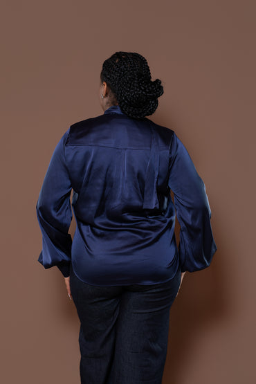 Bella Blouse in Navy Shine