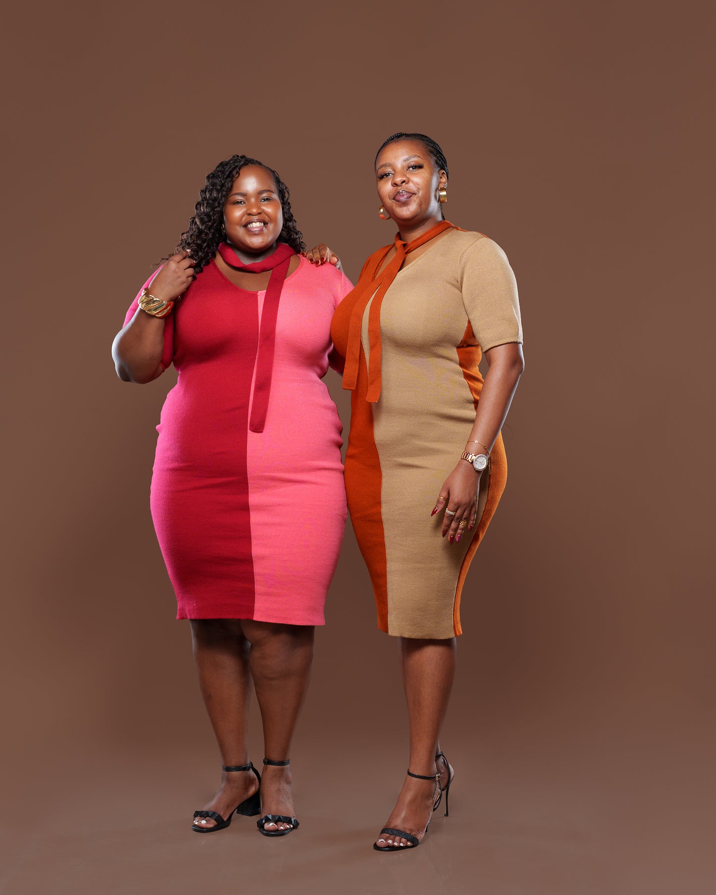 Axis Knit Midi Dress In Cherry Coral