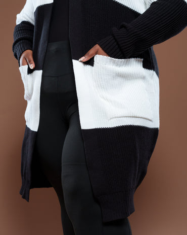 Black Monochrome Midi Cardigan