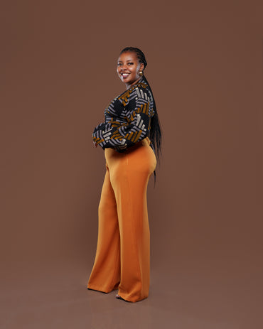 Fluid Semi-Fitted Pants in Mustard