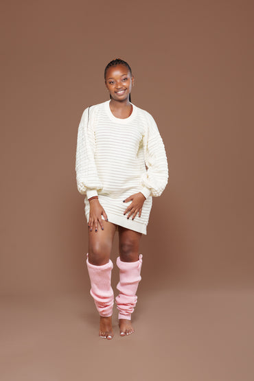 Sienna Sweater Dress In Off White