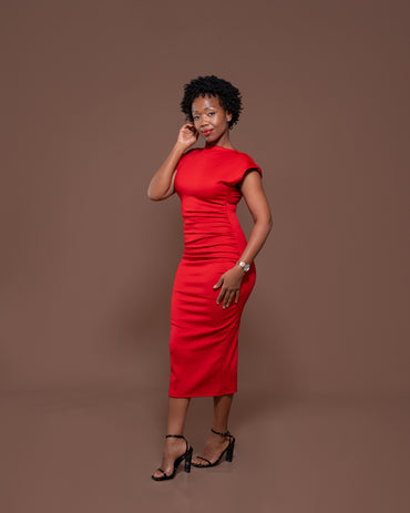 Monroe Fitted Dress in Scarlet