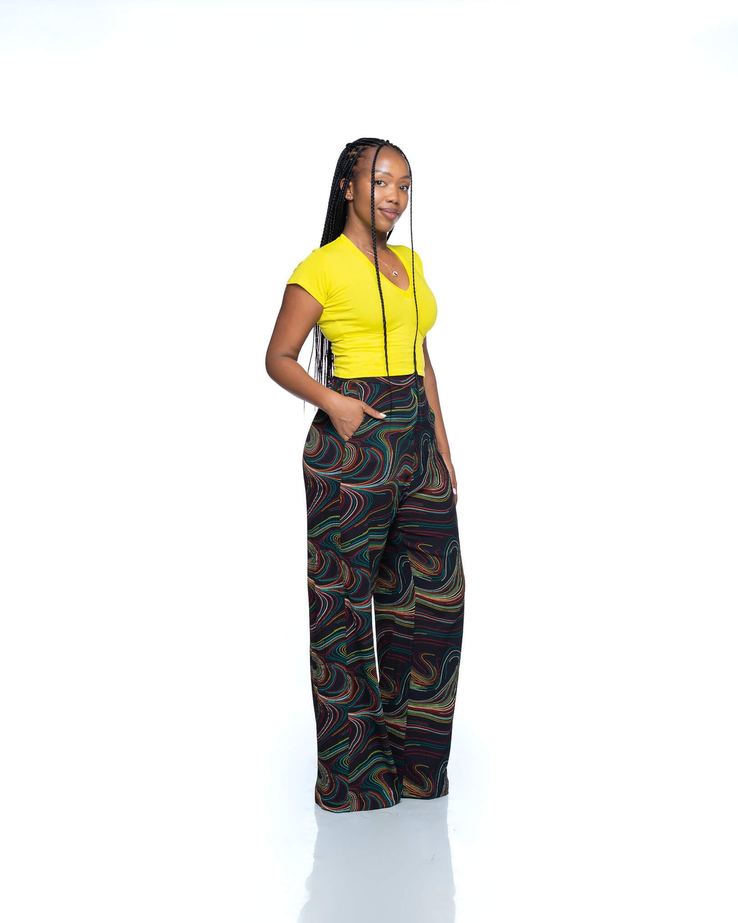 Cap Sleeve V-Neck Crop Tee in Yellow