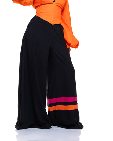 Ultra Wide Fluid Two-Tone Pants In Black