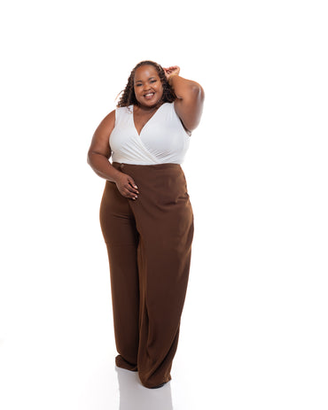 Fluid Wrap Front Pants in Choco