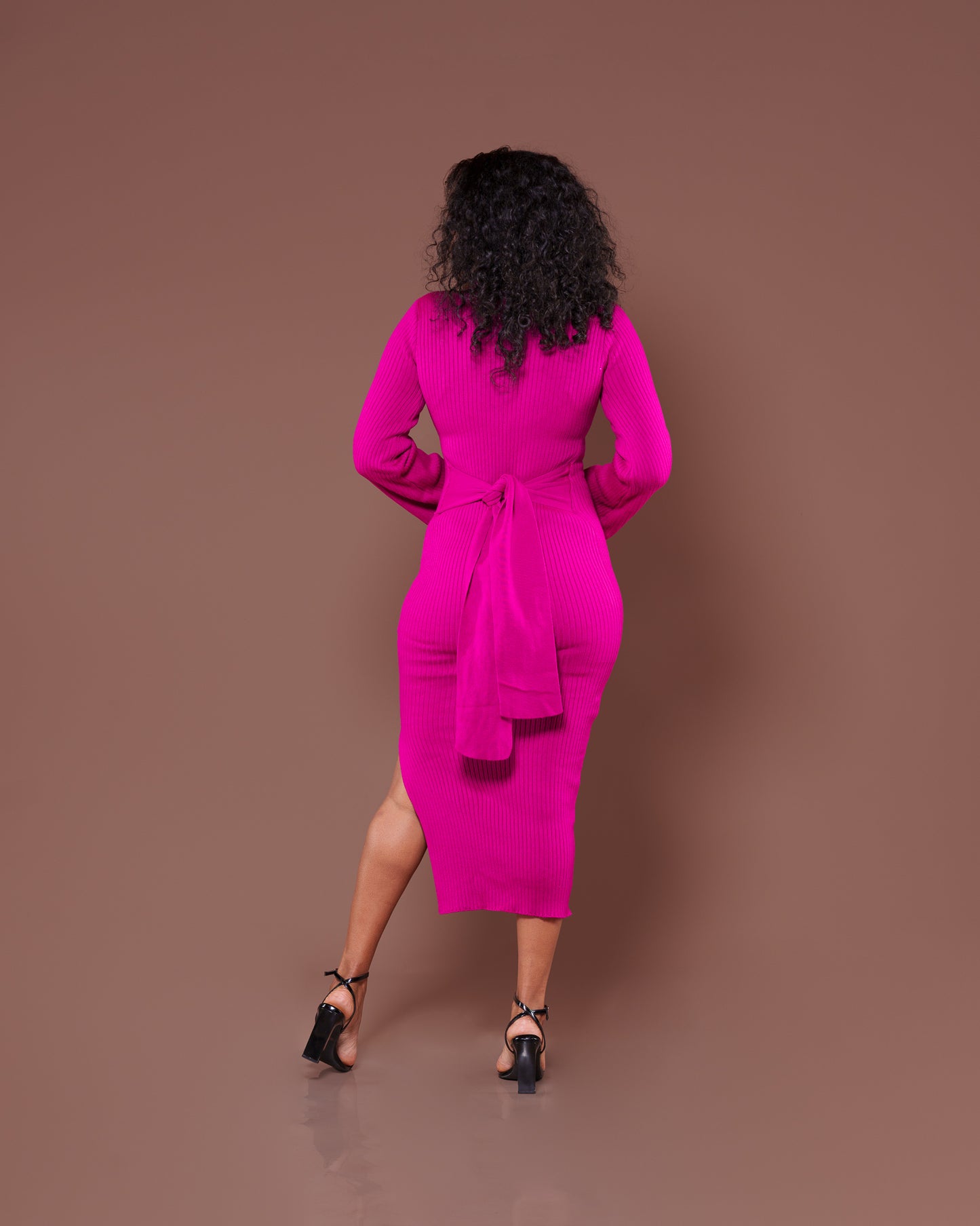 Aura Knitted Dress In Magenta