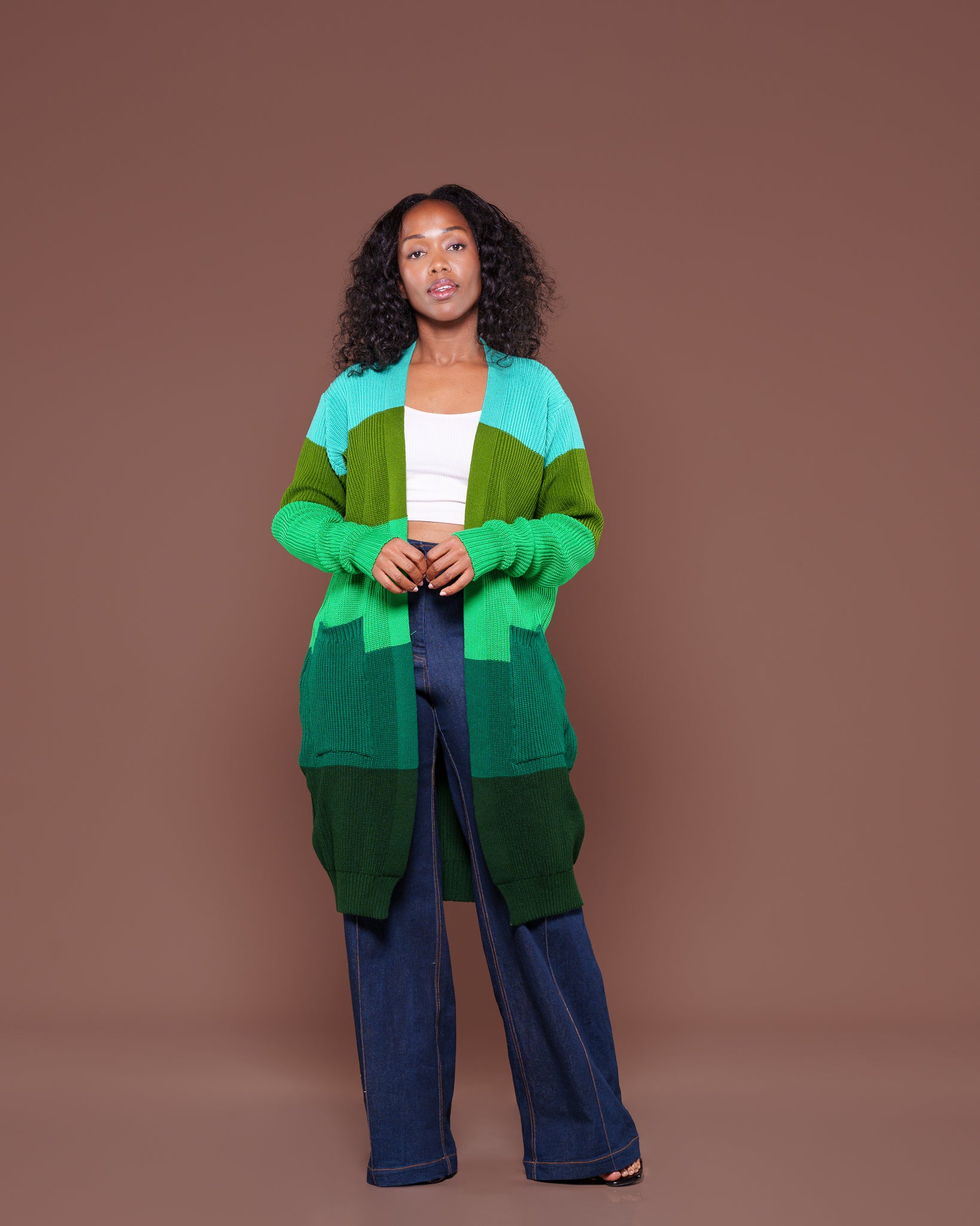 Emerald Monochrome Midi Cardigan