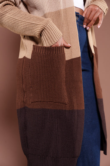 Mocha Monochrome Midi Cardigan