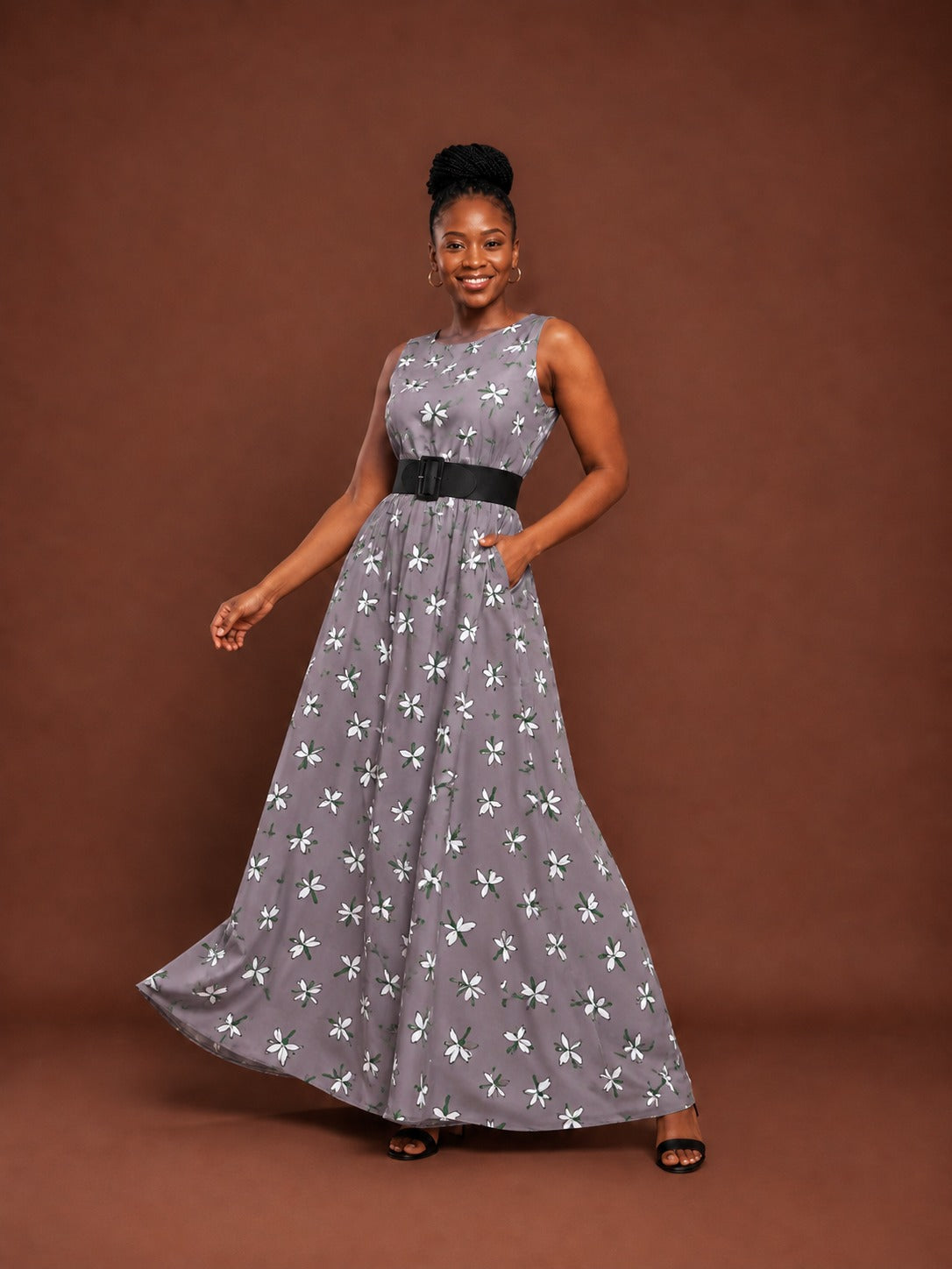 Mink Grey Meadow Maxi Shift Dress