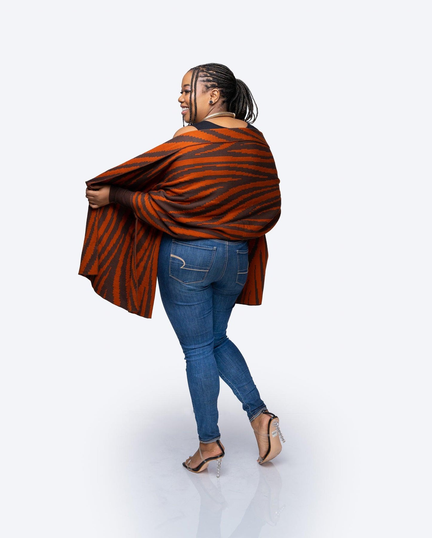 Madeline Printed Shawl in RUST - Ikojn