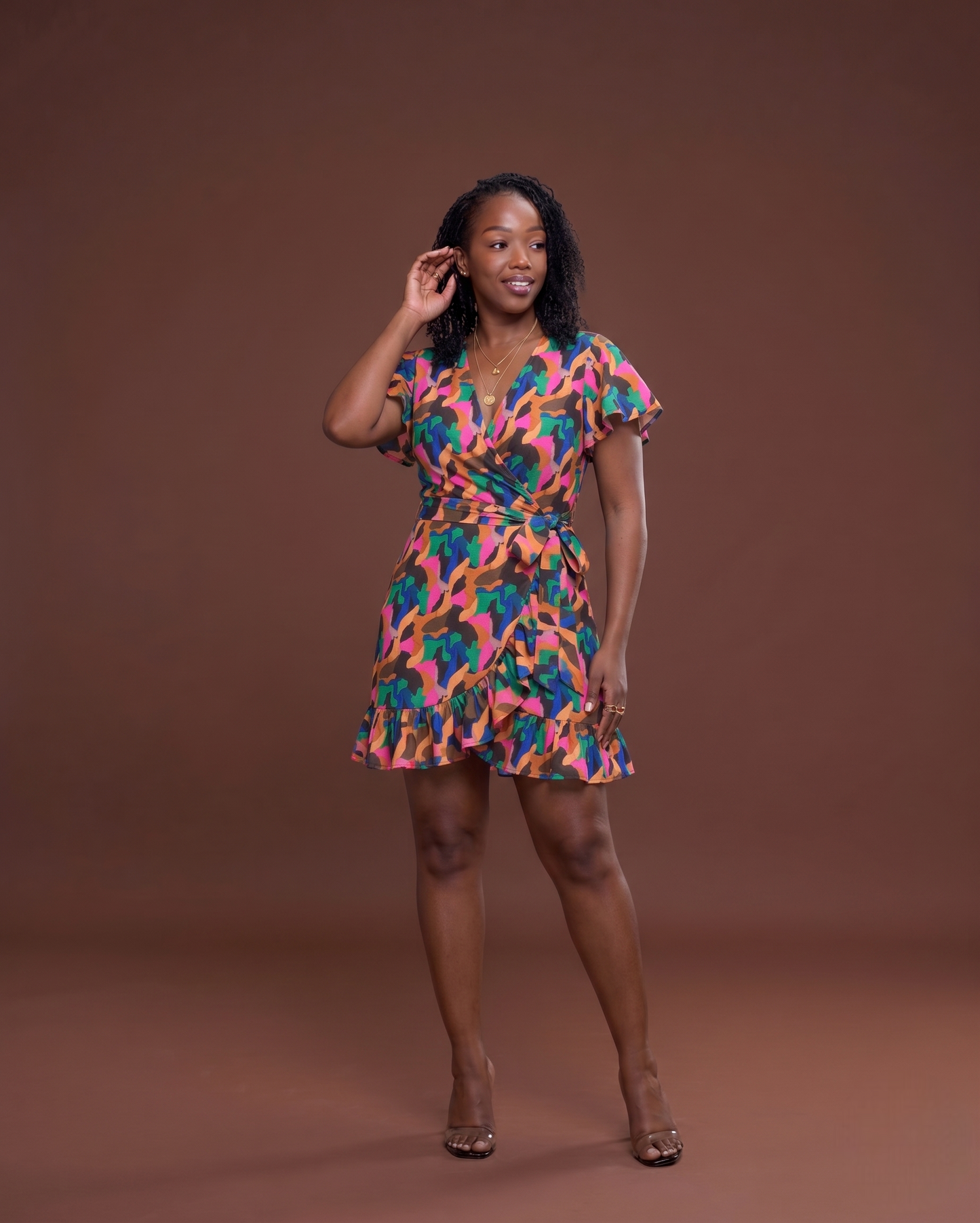 Monet Mini Wrap Dress in Fuchsia