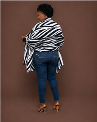 Madeline Printed Shawl in B&W