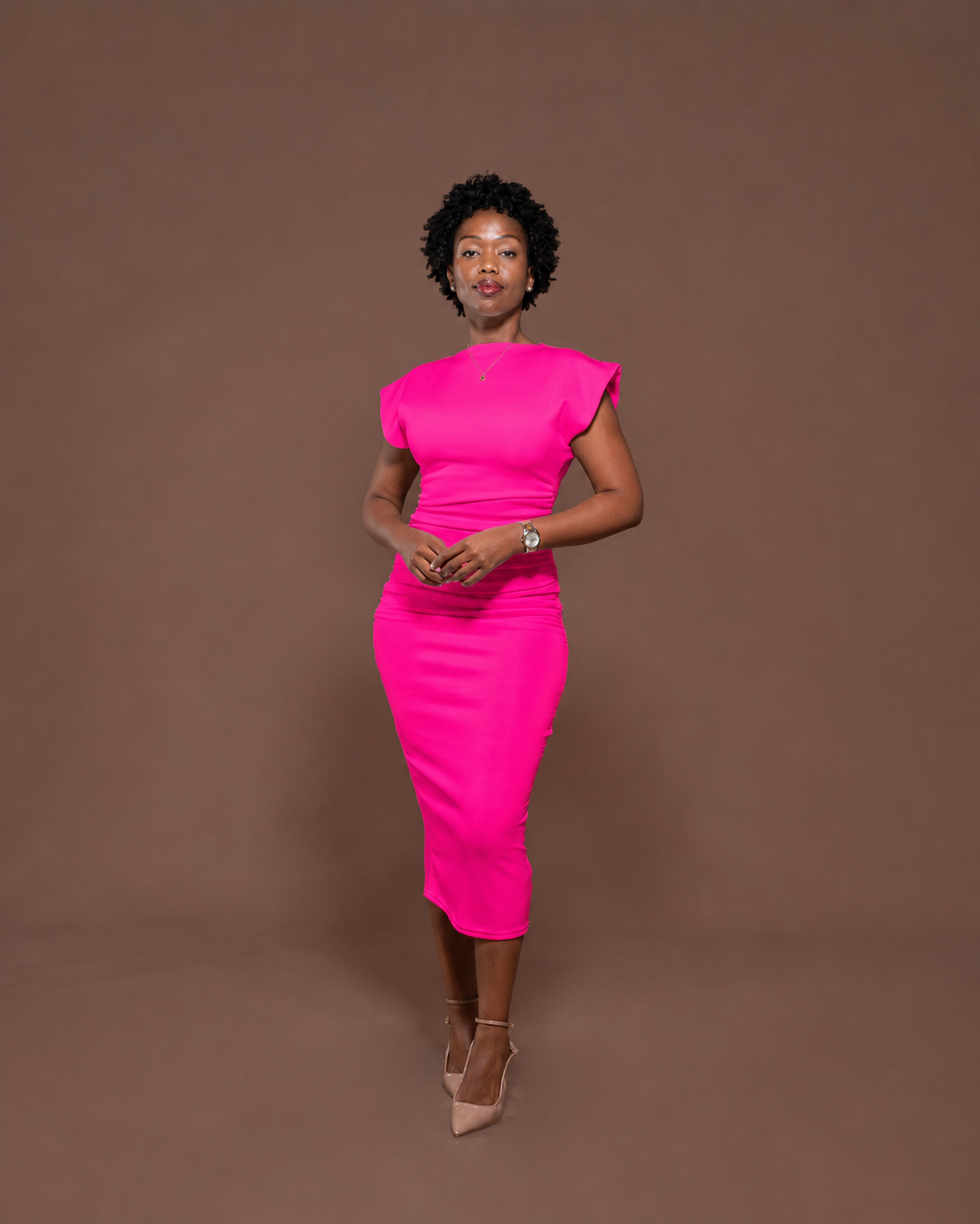 Monroe Fitted Dress in Pink