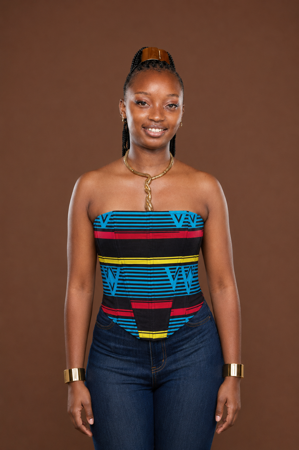 Ankara Corset In Cosmic Stripe
