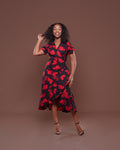 Valentina Midi Wrap Dress Scarlet Bloom