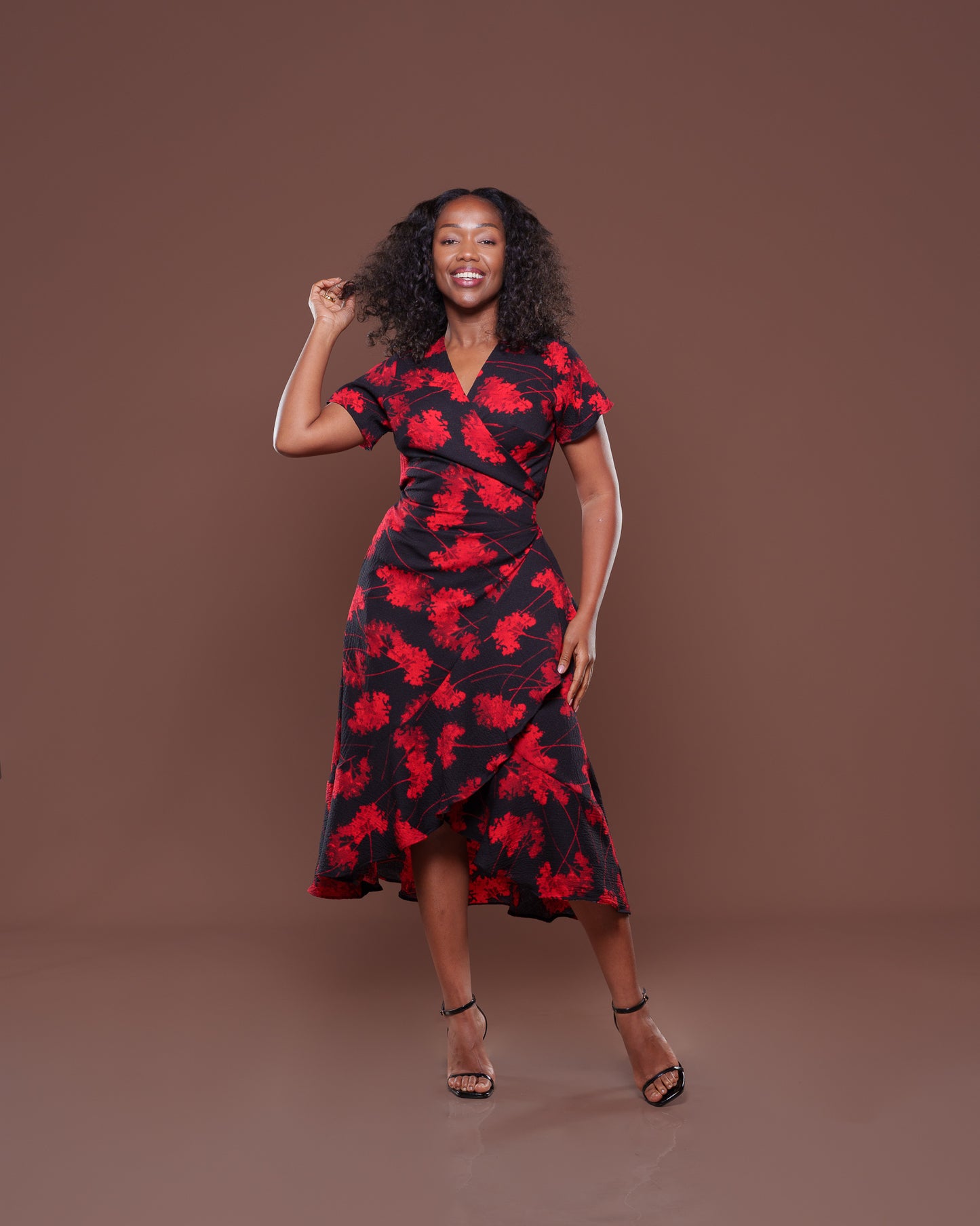 Valentina Midi Wrap Dress Scarlet Bloom