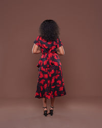 Valentina Midi Wrap Dress Scarlet Bloom