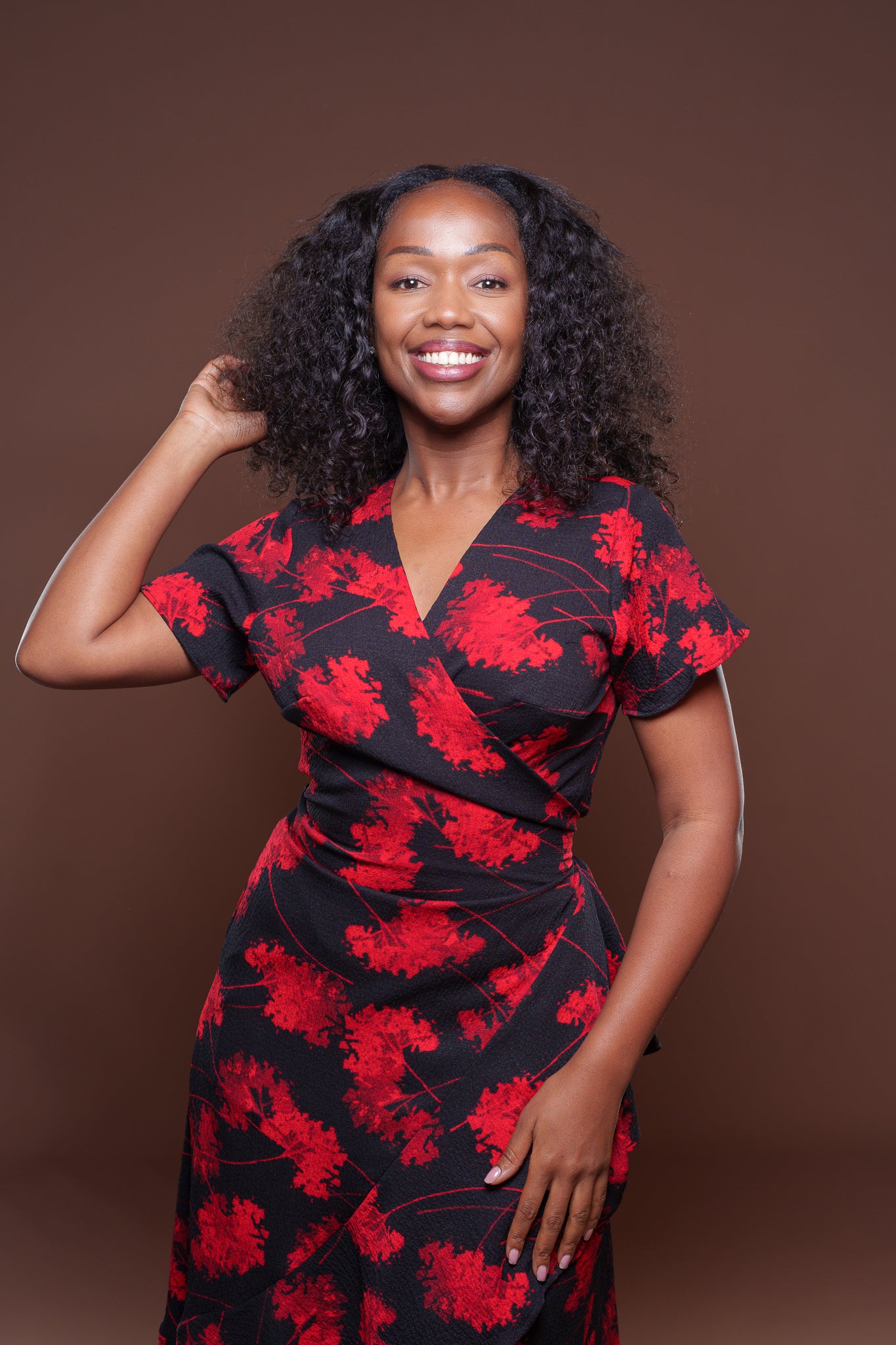 Valentina Midi Wrap Dress Scarlet Bloom
