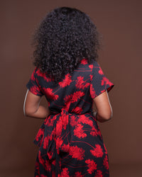 Valentina Midi Wrap Dress Scarlet Bloom