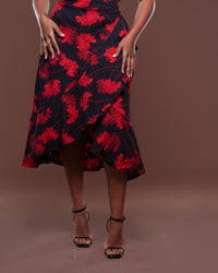 Valentina Midi Wrap Dress Scarlet Bloom
