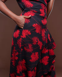 Valentina Midi Wrap Dress Scarlet Bloom
