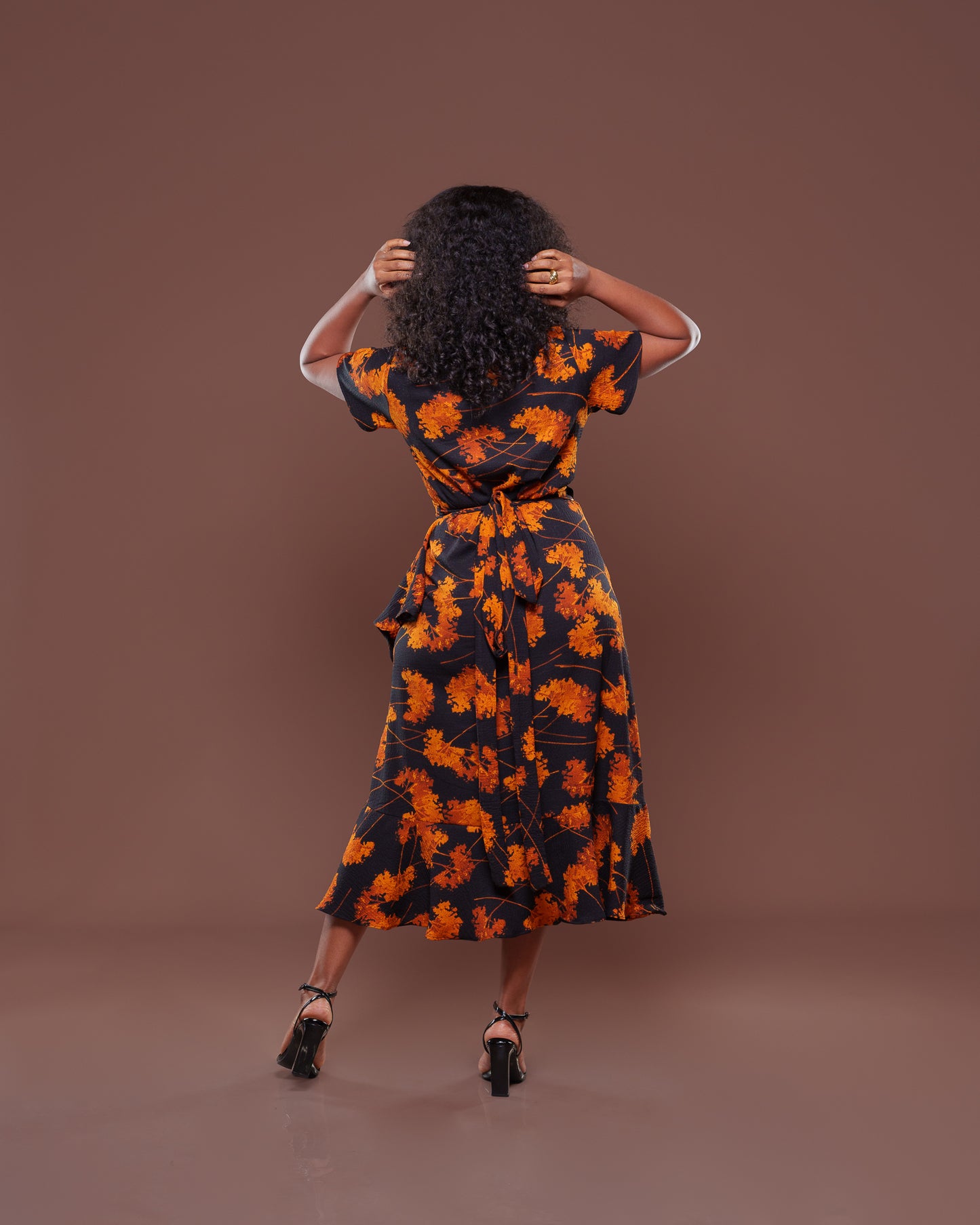 Valentina Midi Wrap Dress Marigold Bloom