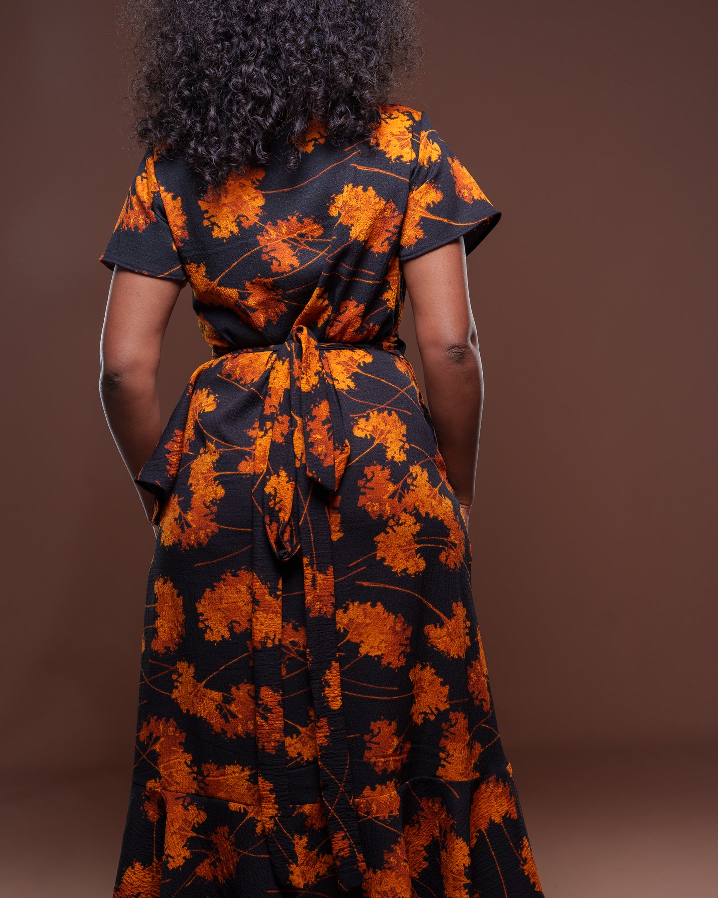 Valentina Midi Wrap Dress Marigold Bloom