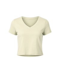 Cap Sleeve V-Neck Crop Tee in Beige