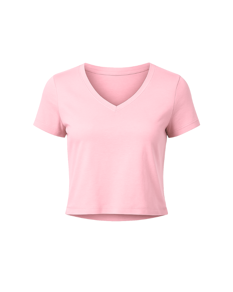 Cap Sleeve V-Neck Crop Tee in Rose Pink