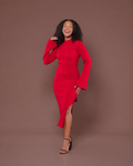 Aura Knitted Dress In Burgundy