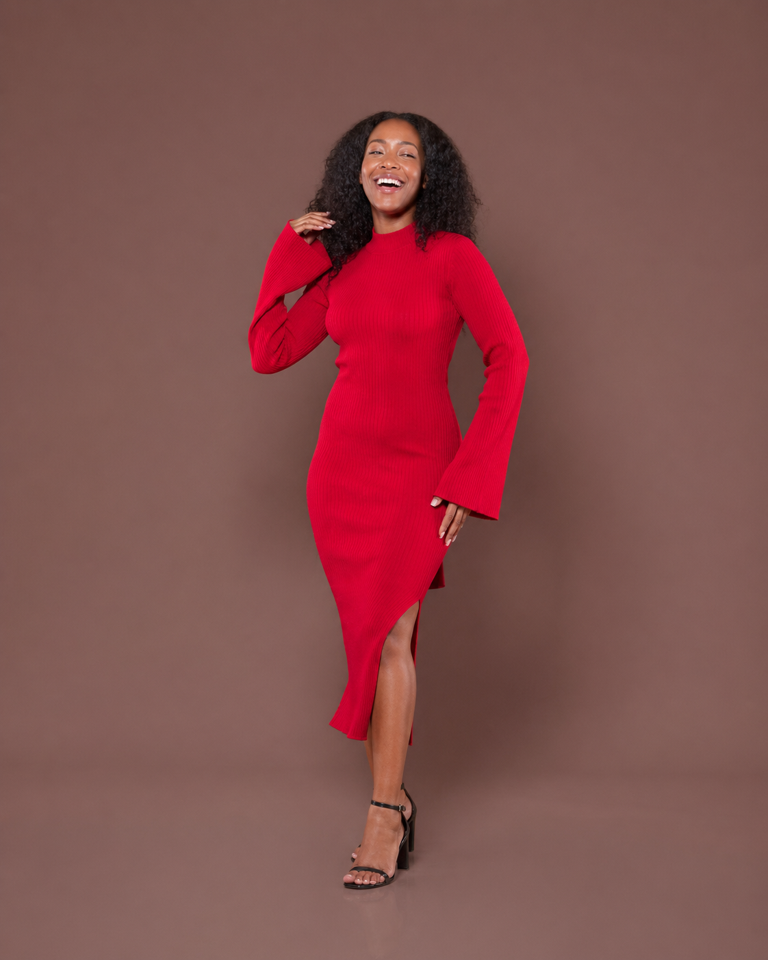 Aura Knitted Dress In Burgundy