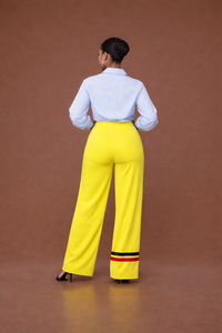 Fluid Two-Tone Pants In Neon Green