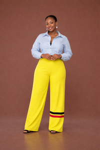 Fluid Two-Tone Pants In Neon Green