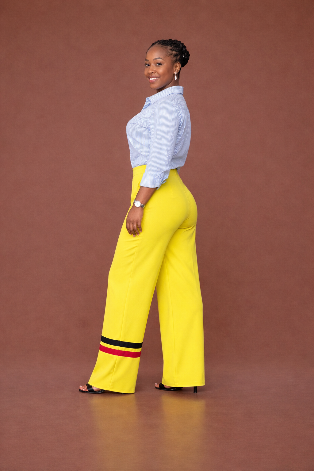 Fluid Two-Tone Pants In Neon Green