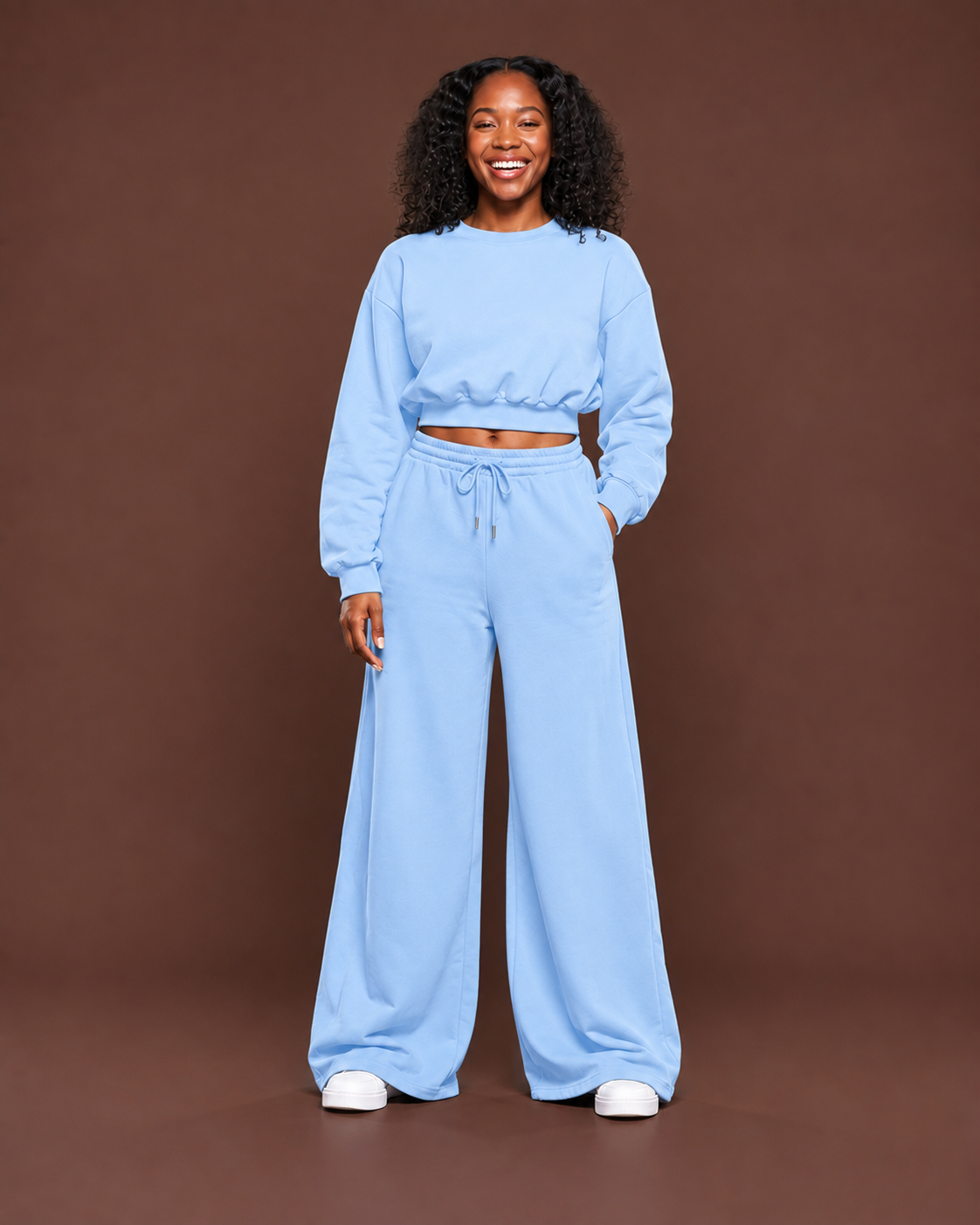 Luxe Leisure  Pant Set in Sky