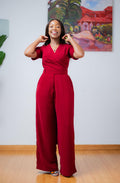 Dainty Wrap Jumpsuit In BURGUNDY