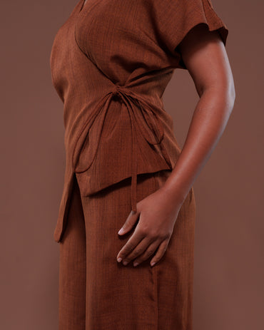 Camilla Wrap Top in Choco