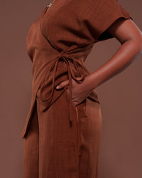 Camilla Wrap Top in Choco