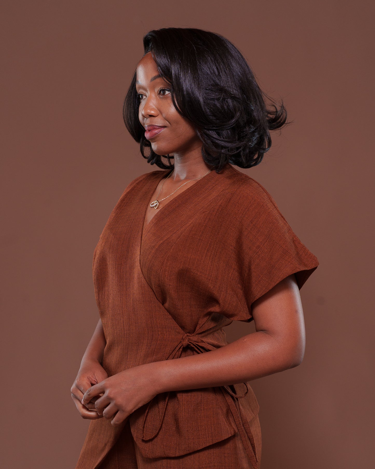 Camilla Wrap Top in Choco
